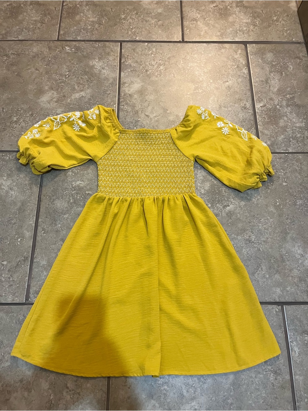 Kids Speechless Girls Mustard Yellow Puff Sleeve Dress